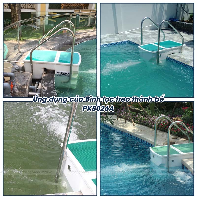 ứng dụng bình lọc treo thành bể bơi PK8026A 