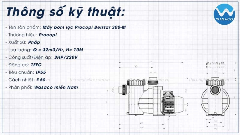 thông số máy bơm lọc Procopi Belstar 300-M