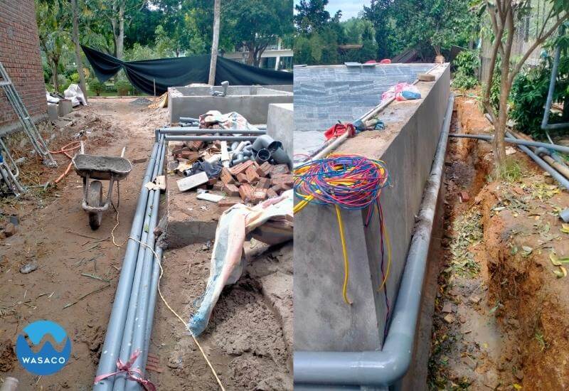 Lắp đặt ống dẫn nước và hệ thống lọc nước tuần hoàn